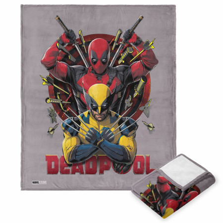 Deadpool & Wolverine Marvel Studios Dead Serious Silk Throw Blanket